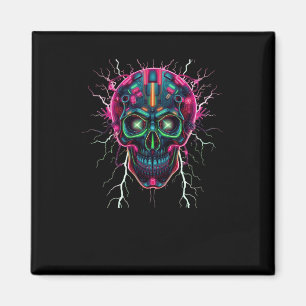Imán Cráneo Neon Cyberpunk - Futurista arte digital