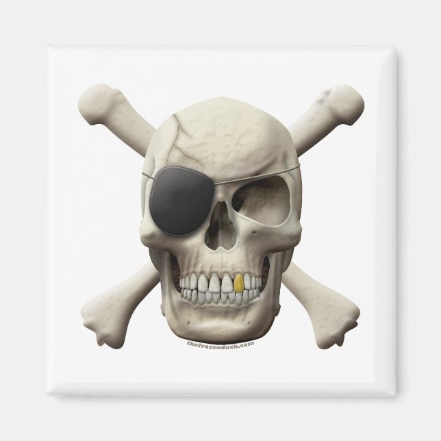 Imán Cráneo pirata malvado y encrucijada (Frente)
