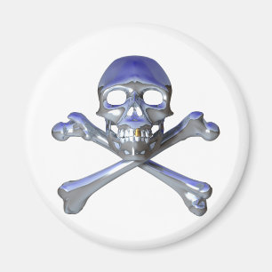 Imán Cráneo y bandera pirata del cromo