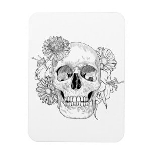 Imán Cráneo y flores inspirados