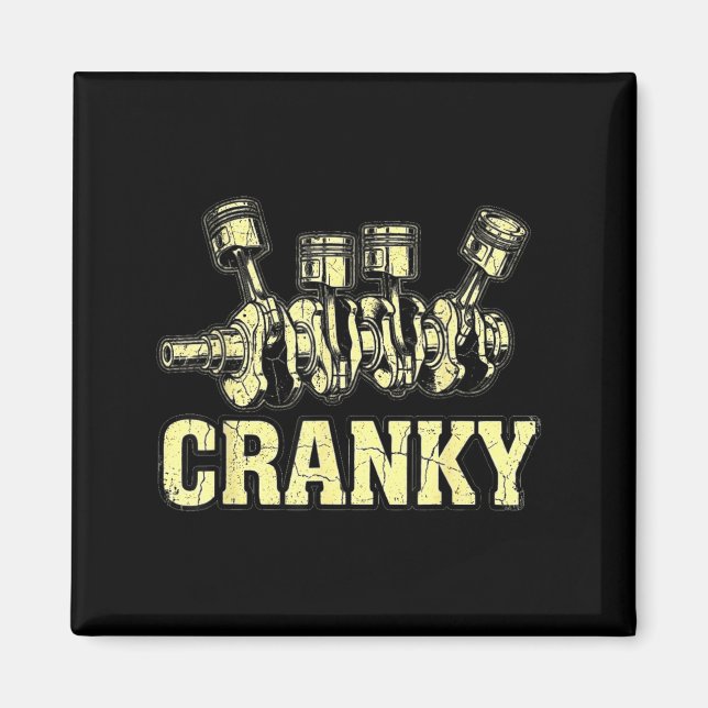 Imán Cranky Car Engine Crankshaft Fathers Day Dad Men H (Frente)