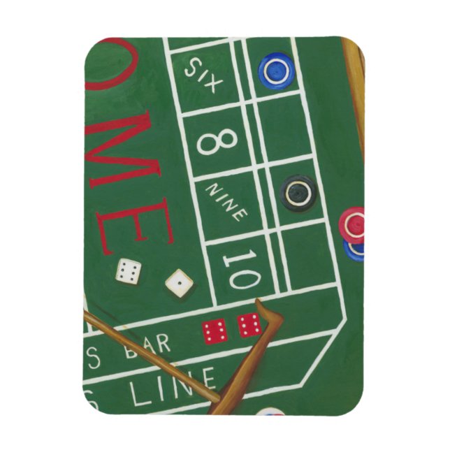 Imán Craps de Casino con Chips y dados (Vertical)