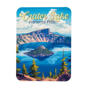 Imán Crater Lake National Park Ilustracion Travel Art