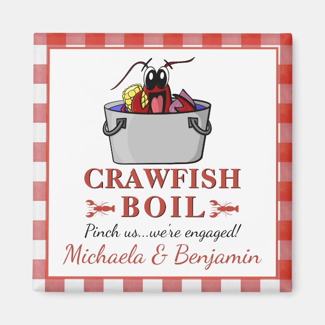 Imán Crawfish Boil Lobster Barbecue Engagement Party (Frente)