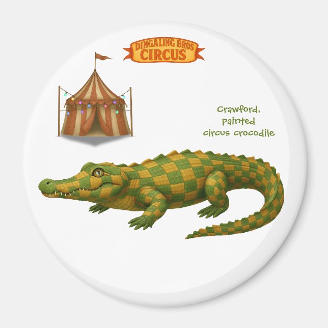 Imán Crawford, cocodrilo de circo pintado (Frente)