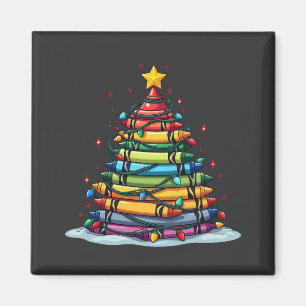 Imán Crayon Christmas Tree Teacher Student Xmas
