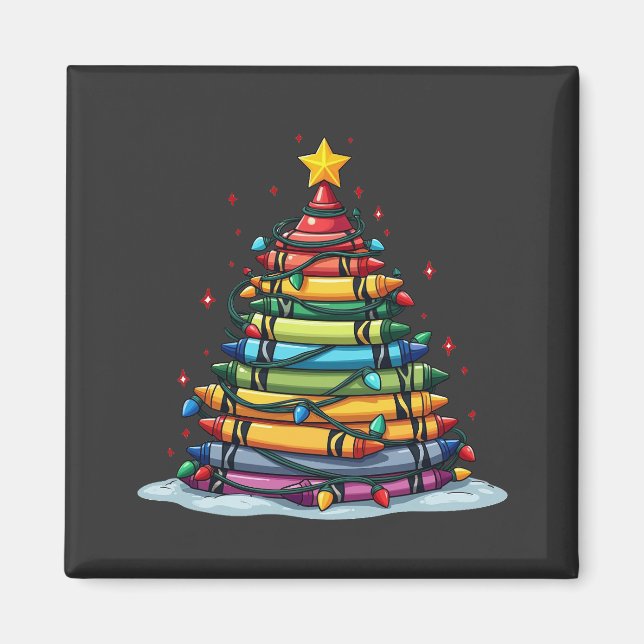 Imán Crayon Christmas Tree Teacher Student Xmas (Frente)