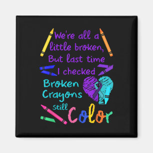 Imán Crayones rotos todavía color Tee Suicidio Prevenci