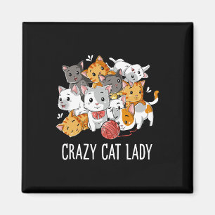 Imán Crazy Cat Lady Chicas Graciosas Mujeres Gatito Amo