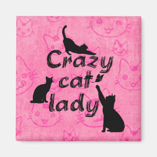 Imán Crazy Cat Lady Diversión Gatos Jugadores