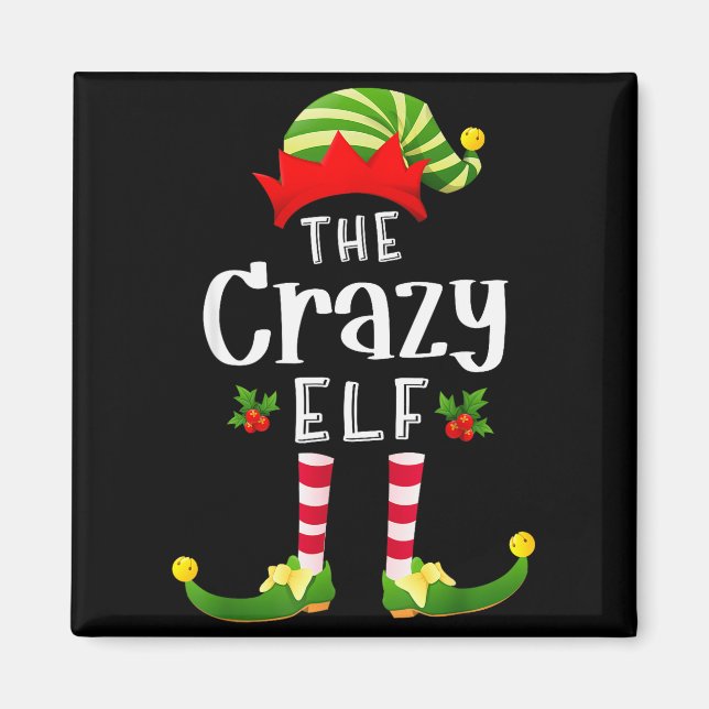 Imán Crazy Christmas Elf Matching Pajama X-mas Party  (Frente)