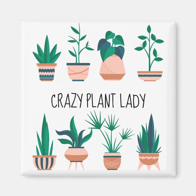 Imán Crazy Planta Lady Refrigerator Magnet (Frente)