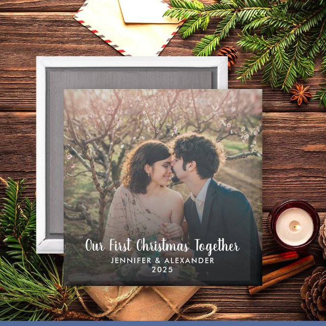 Imán Crea tu propia foto de First Christmas Together (Create your own First Christmas Together photo Magnet. You can add your own photo, names, year, text)