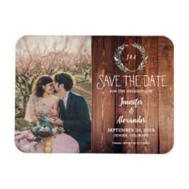 Imán Crea tu propia foto de monograma de madera rústica