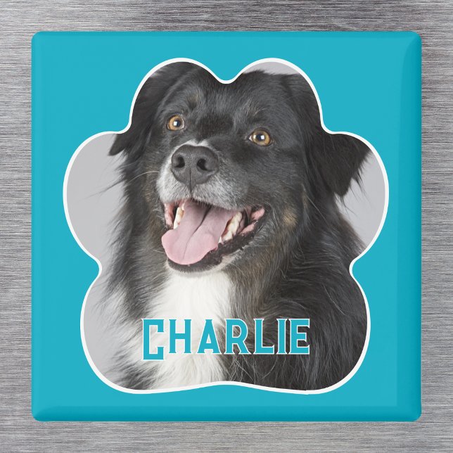 Imán Crea tu propia foto de perro Mascota (Dog Photo Magnet. Create your own personalized paw print design complete with name. )