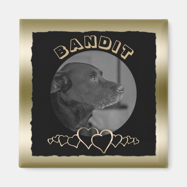 Imán Crea tu propia foto dorada | Mascota Personalizado (Frente)