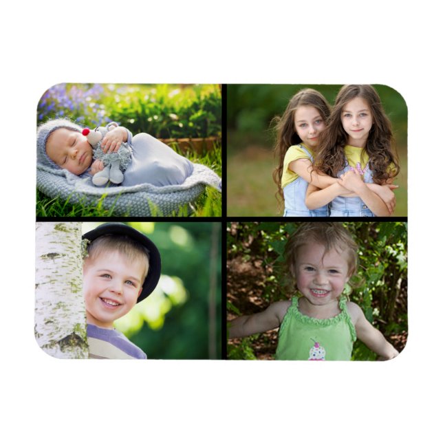 Imán Crea tu propia foto familiar personalizada de 4 (Horizontal)