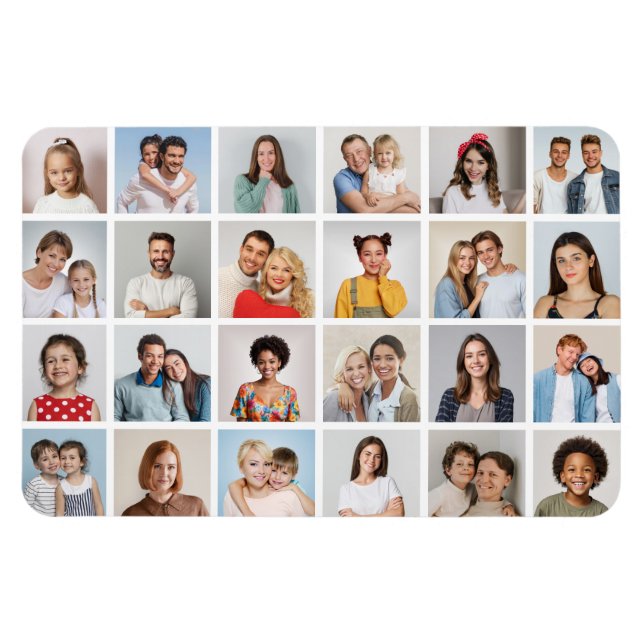 Imán Crea tu propio collage de 24 fotos editable en col (Horizontal)