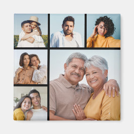 Imán Crea tu propio collage de 6 fotos editable en colo