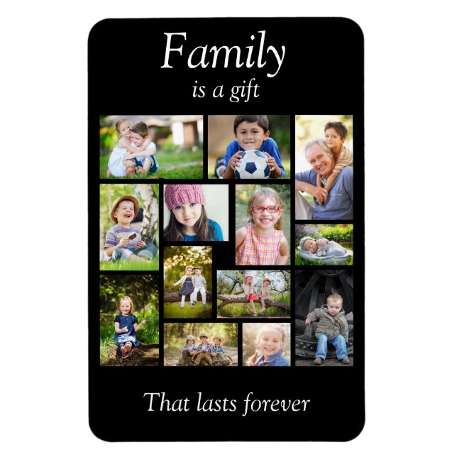 Imán Crea tu propio Collage de fotos blanco negro multi (Vertical)