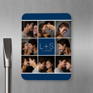 Imán Crea tu propio collage de fotos de boda con monogr