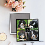 Imán Crea tu propio collage de fotos de familia monogra<br><div class="desc">Precioso imán de sake. Crea tu propio imán de collage de fotos familiar. Puedes añadir tus propias 4 fotos y añadir tu monograma,  nombre y año.</div>