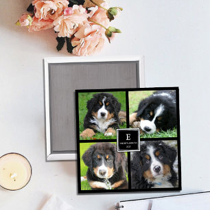 Imán Crea tu propio collage de fotos de familia monogra