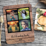 Imán Crea tu propio collage de fotos familiares de made<br><div class="desc">Imán fotográfico con el collage de fotos de la familia personalizado sobre fondo rústico de madera de granero Añade tus propias fotos personales para personalizar el imán y tu propio texto. Si necesitas ayuda,  por favor contáctame.</div>