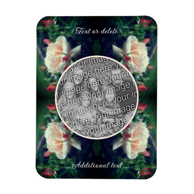 Imán Crea tu propio marco de foto de rosa de melocotón  (Vertical)