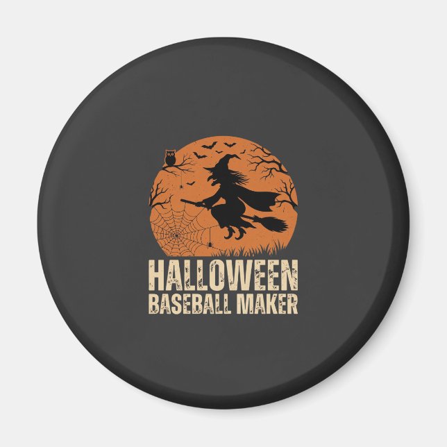 Imán Creador de béisbol de Halloween Gráfico de bruja v (Frente)