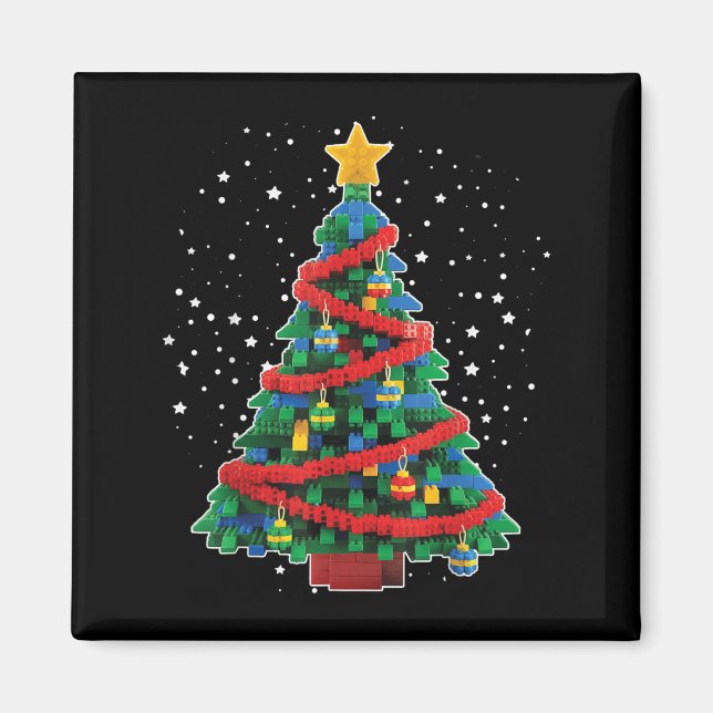 Imán Creador de bloques de árbol de Navidad Cristo (Frente)