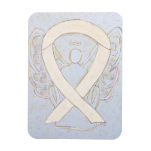 Imán Cream Awareness Ribbon Angel Personalizado Magnets