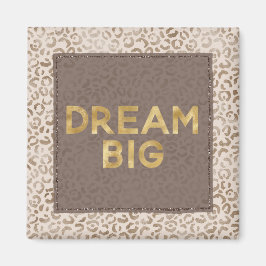 Imán Cream Brown Leopard Print Gold Dream