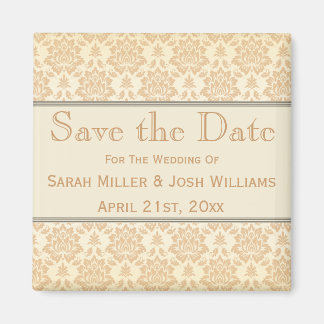 Imán Cream Damask Save the Date Magnet