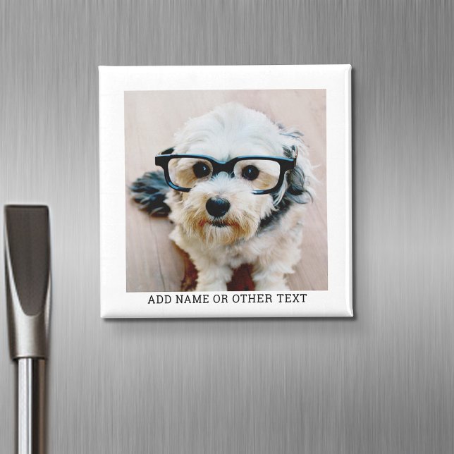 Imán Crear su propio borde blanco de galería de fotos (Personalized fridge magnet with photos and custom text)