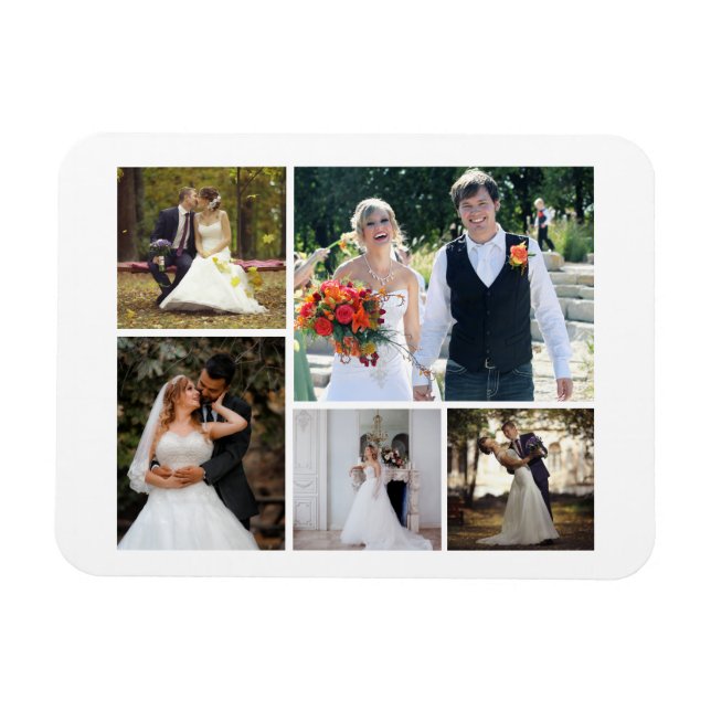Imán Crear su propio Collage de 5 Bodas de fotos (Horizontal)