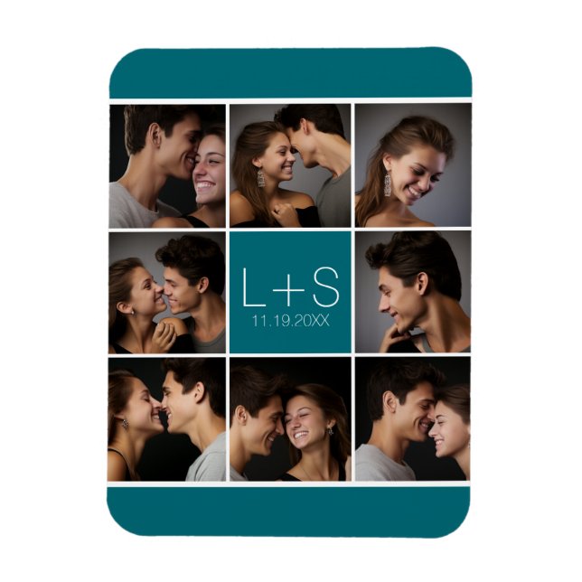 Imán Crear su propio monograma de Collage de fotos Boda (Vertical)