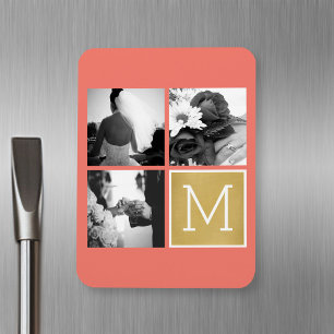 Imán Crear su propio monograma de Collage de fotos Boda