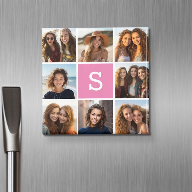 Imán Crear su propio monograma de Personalizado de Inst (Personalized fridge magnet with photos and custom text)