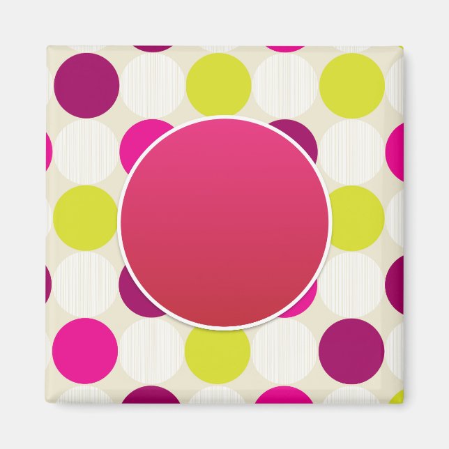 Imán Crear su propio Polkadot Verde Amarillo PINK perso (Frente)