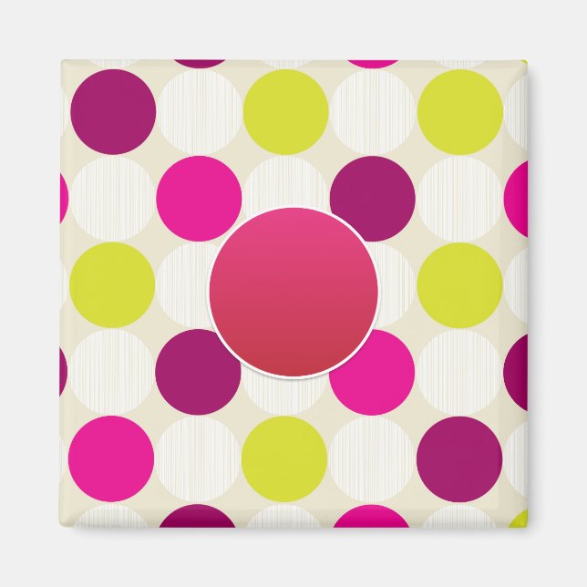 Imán Crear su propio Polkadot Verde Amarillo PINK perso (Frente)