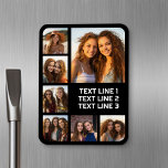 Imán Crear un Collage de fotos Personalizado con 7 foto<br><div class="desc">Un sencillo collage de fotos con un área para añadir cualquier texto. Usa tus fotos o fotos favoritas para hacer un toque divertido para compartir con tus amigos. Para obtener los mejores resultados, recortar las fotos en cuadrados antes de subir. También puede cambiar el color de fondo y el tipo...</div>