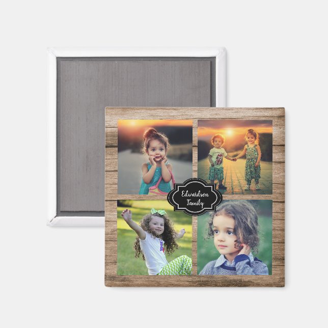 Imán Create your own family photo collage monogram name (Anverso/Reverso)