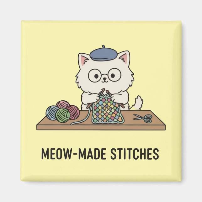 Imán Creative Cute Cat Knitting Craft Cartoon Magnet (Frente)