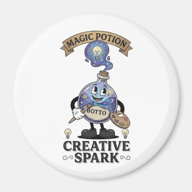 Imán Creative Spark Magic Potion Retro Artist Mascot (Frente)