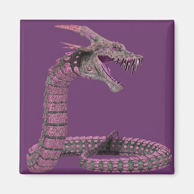 Imán Creatura de fantasía morado rosado (Frente)