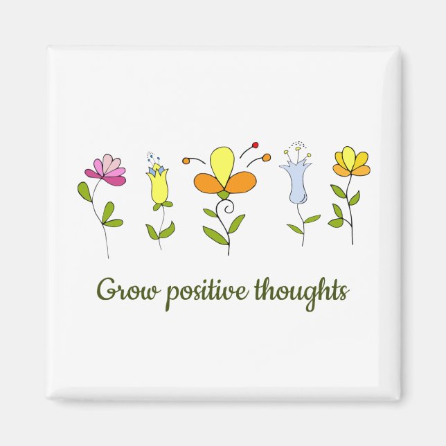 Imán Crecer pensamientos positivos flores (Frente)