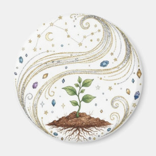 Imán Crecimiento Cósmico Naturaleza Planta con Raíces y