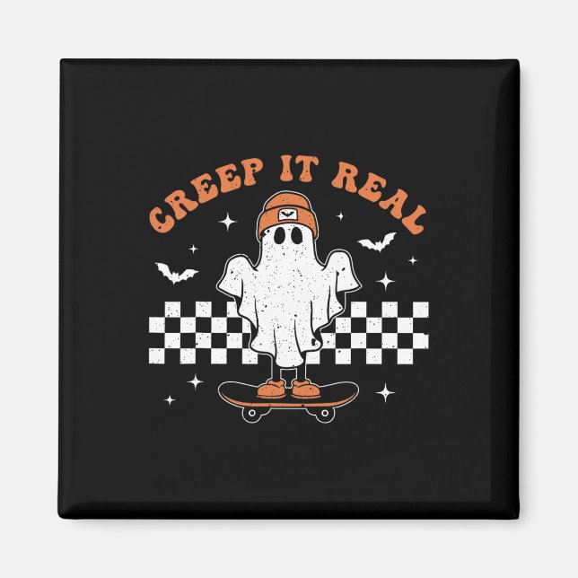 Imán Creep It Real Ghost Skateboard Retro Cute Hallowee (Frente)