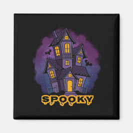 Imán Creepy Purple Mansion Spooky Haunted House